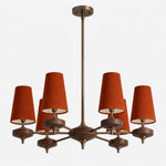 Charger l'image dans la visionneuse de galerie, 6-light Hour Rho chandelier with red velvet shades