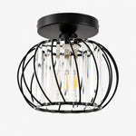 Charger l'image dans la visionneuse de galerie, Geometric Cage Semi-Flush Mount Crystal Ceiling Light for Hallway and Entryway