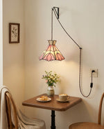 Load image into Gallery viewer, Pink Cream Lotus Stained Glass Swag Pendant