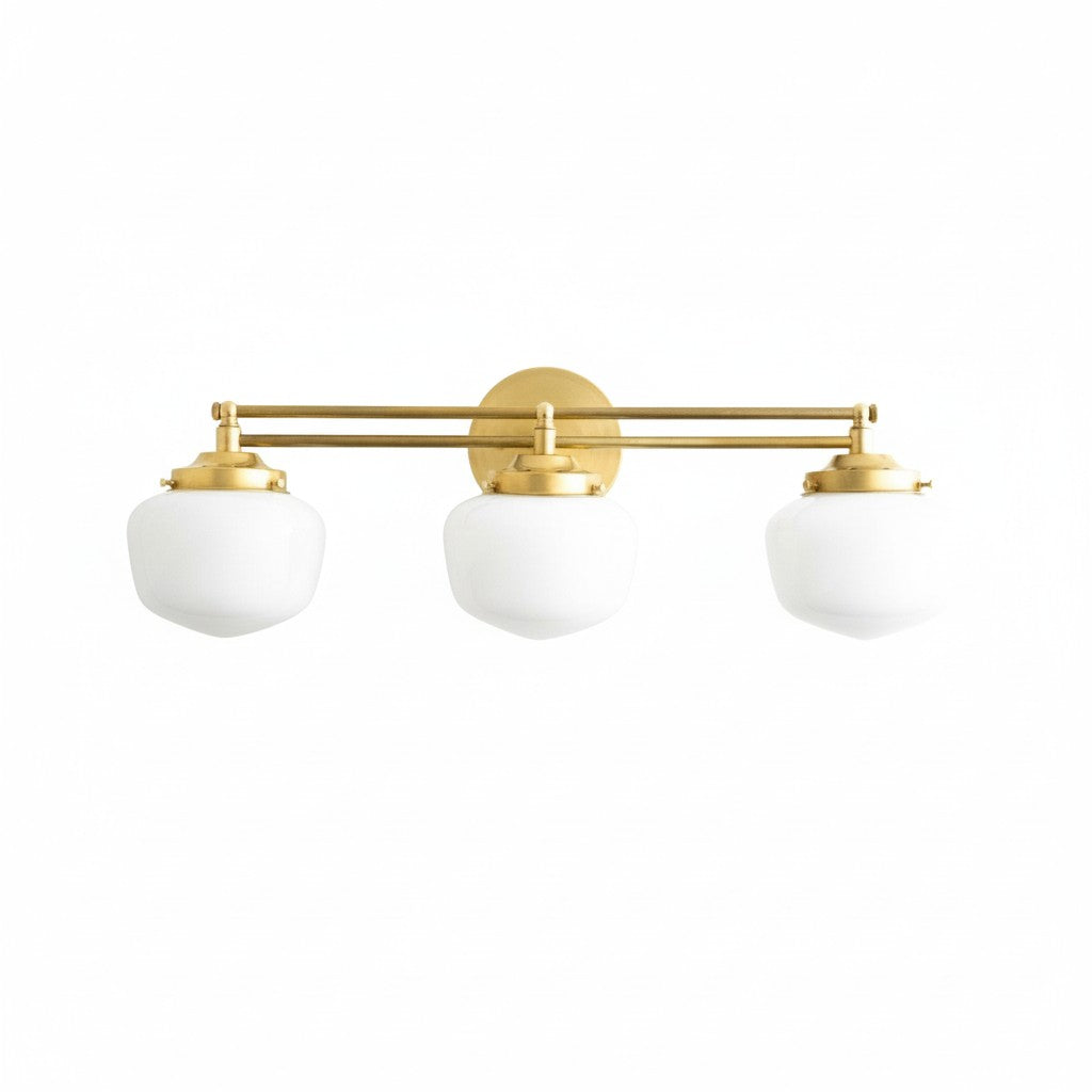 Opalume Glass Art Deco Vanity Light - Bathroom Wall Sconce with White Glass Shades