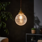 Load image into Gallery viewer, Crackled Glass Globe Brass Pendant Light