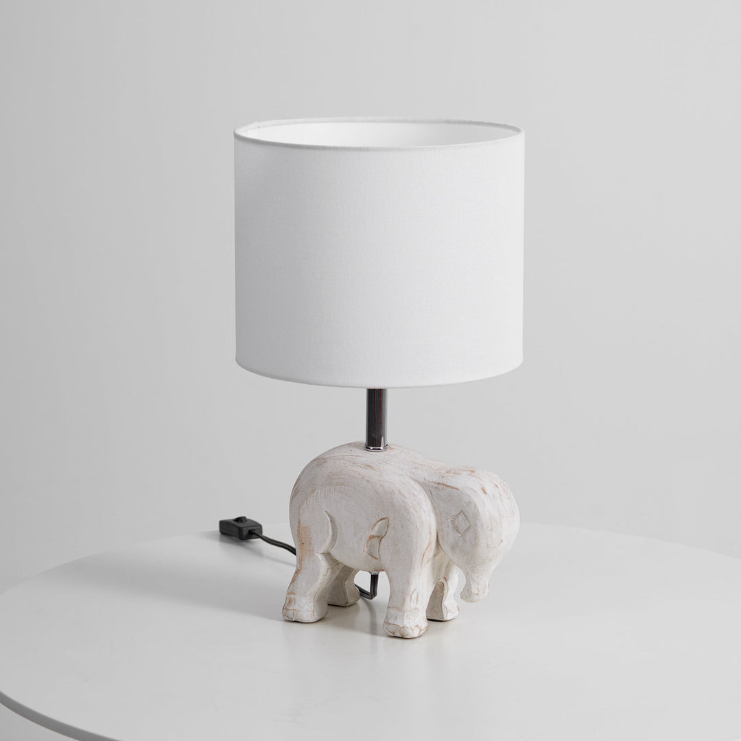 Lámpara de Mesa de Madera Tallada con Animal