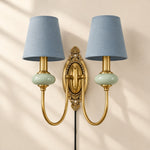 Cargar imagen en el visor de la Galería, Rowanea Fabric Shade Ceramic Plug-In Wall Sconce