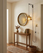 Load image into Gallery viewer, Textured Amber Glass Plug-In Swag Pendant