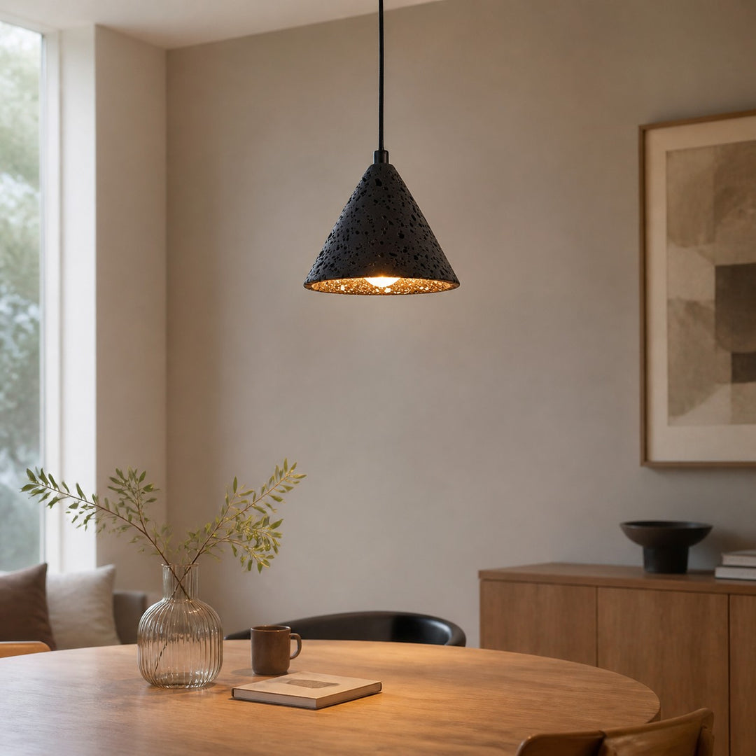 Cratera Black Travertine Stone Pendant Light