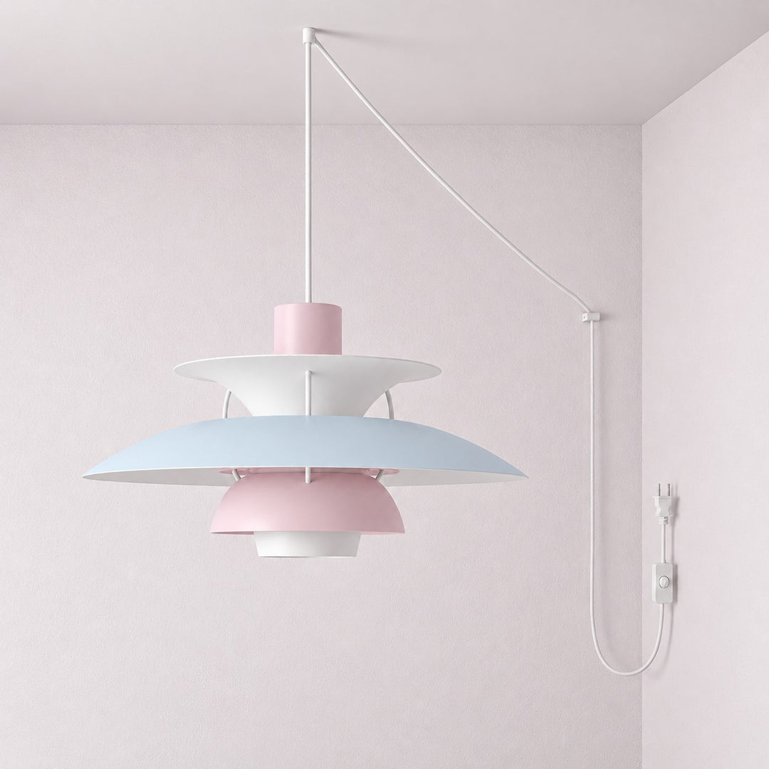 Modern Multilayer Colorful Plug‑in Swag Pendant Light - Metal Hanging Lamp