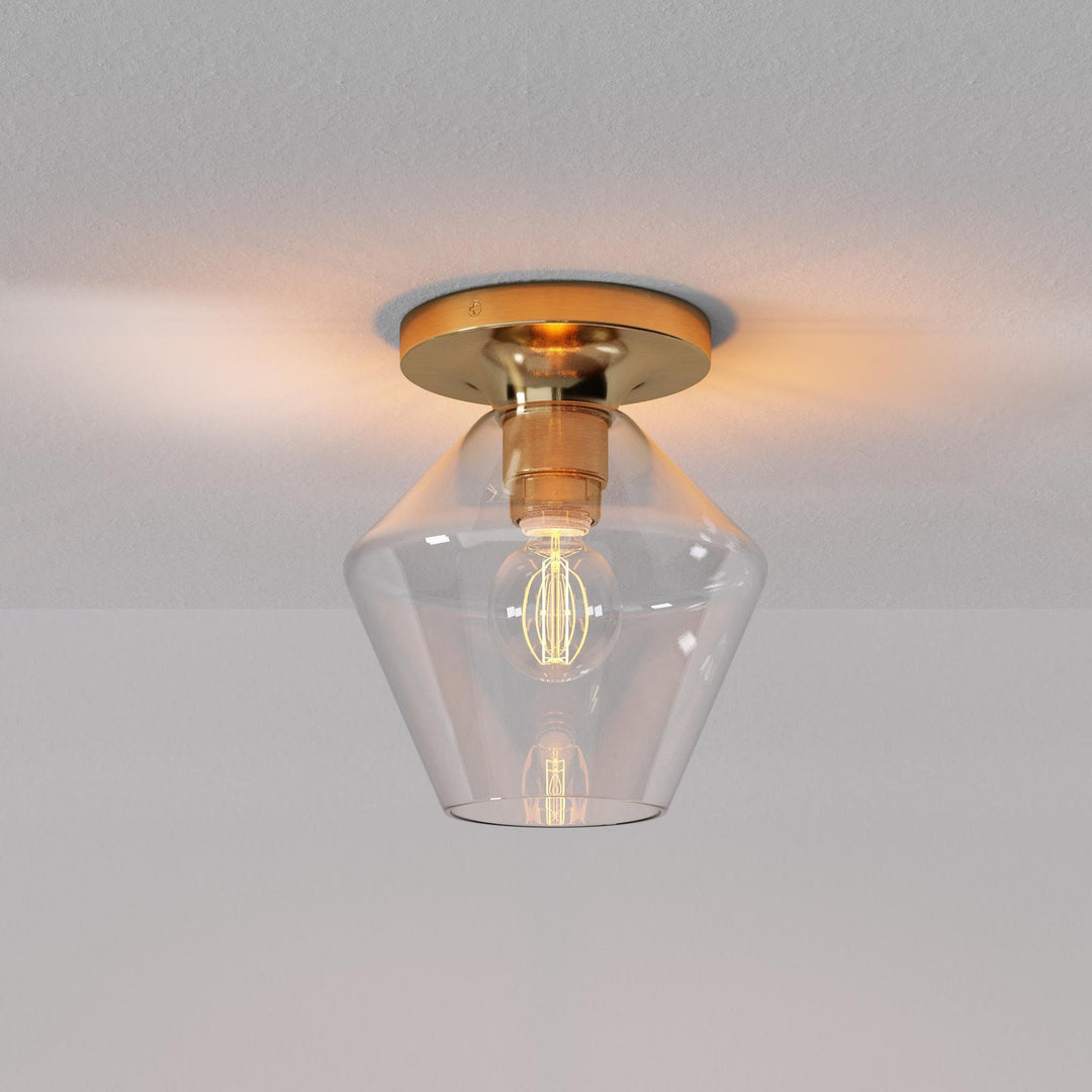 Merin Minimalist Sleek Geometric Glass Flushmount Light