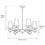 Load image into Gallery viewer, Hour Rho 6-light chandelier dimensions