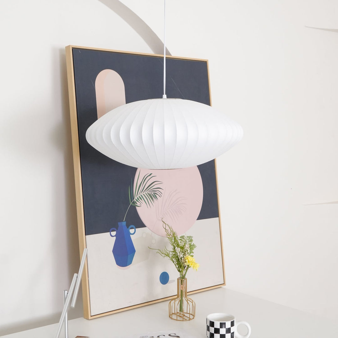 White Geometric Wire Swag Pendant Light