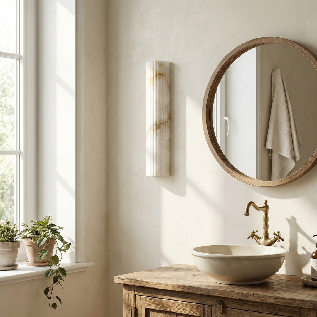 Lampe Murale Contemporaine AlaVelle en Albâtre – Applique Murale Minimaliste pour Chambres et Couloirs