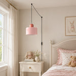 Bild in Gallery-Viewer laden, Mid‑Century Macaron Plug‑in Swag Pendant Light - Colorful Shade Hanging Lamp for Home Decor
