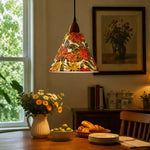 Bild in Gallery-Viewer laden, Orange floral pendant above breakfast table beside garden window