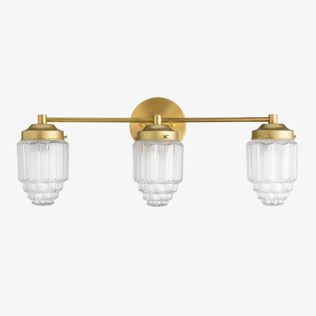 Tierlux Glass Vanity Light - Art Deco Bathroom Fixture with Skyscraper Shades