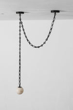 Load image into Gallery viewer, Black Metal Alabaster Globe Hardwired Chandelier