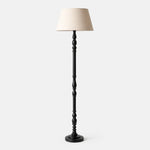 Load image into Gallery viewer, Turned-Wood Floor Lamp with Fabric Shade