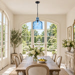 Charger l'image dans la visionneuse de galerie, Vintage Glass Pendant Light with Adjustable Height - Metal Fixture for Dining and Kitchen Islands