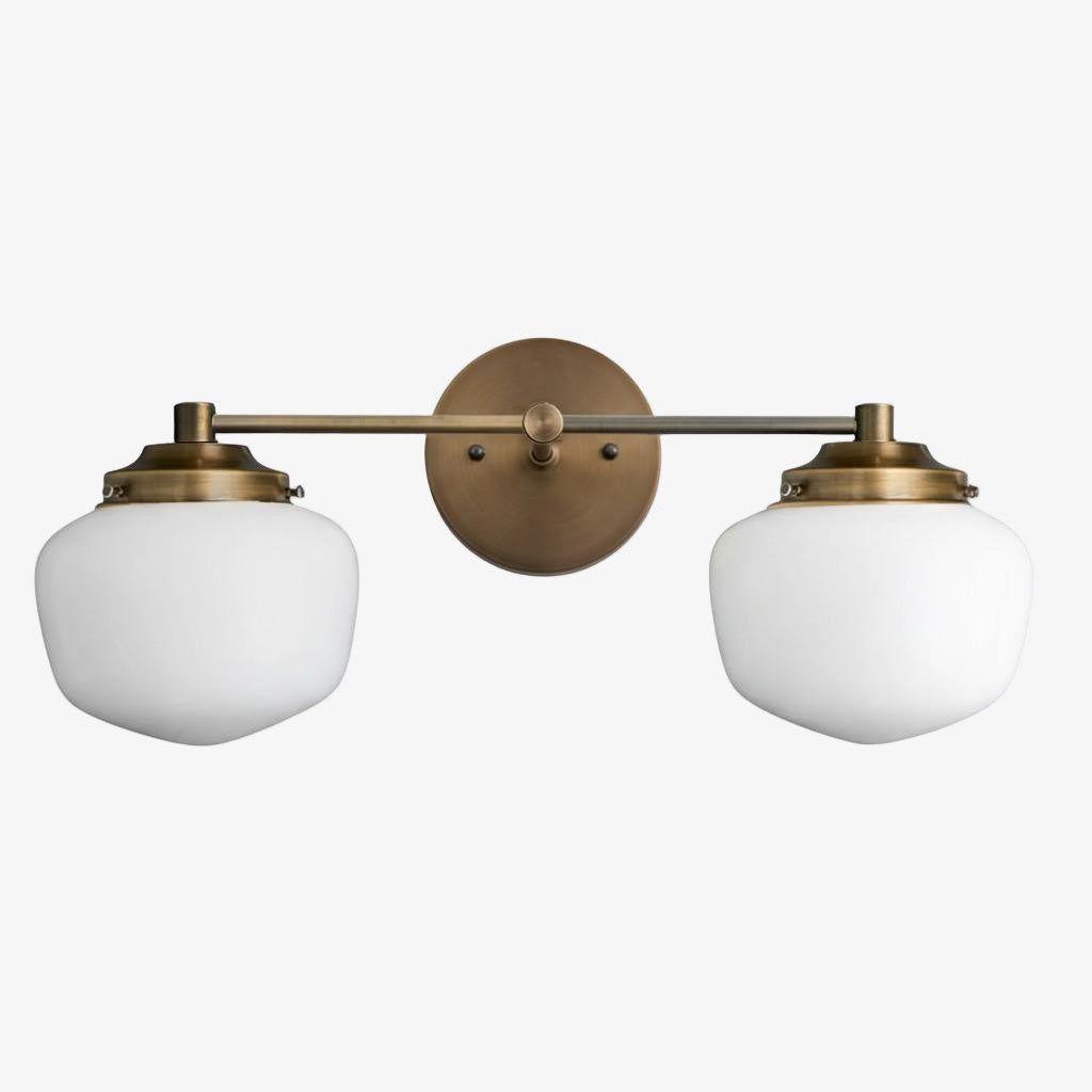 Opalume Glass Art Deco Vanity Light - Bathroom Wall Sconce with White Glass Shades