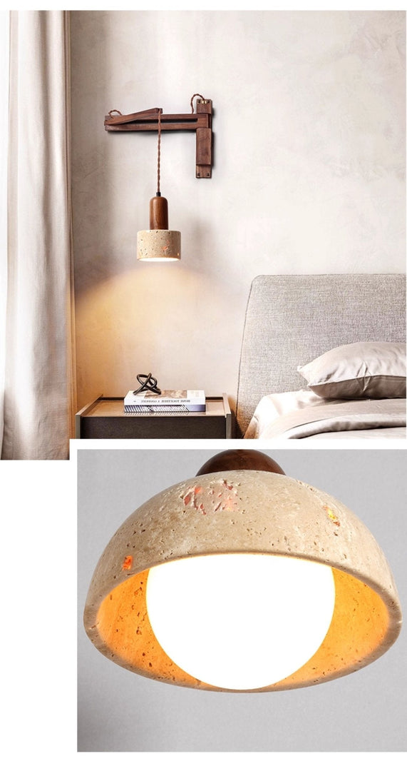 Aplique de pared ajustable con cúpula de travertino