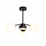 Load image into Gallery viewer, Standard black 3-light milk glass chandelier