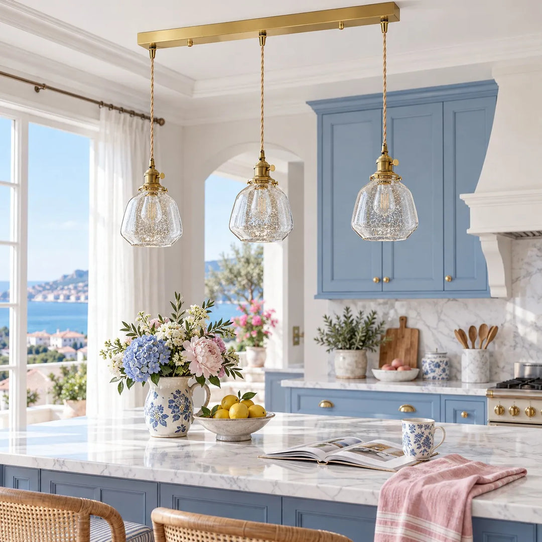 Bubble Glass Brass Pendant Light