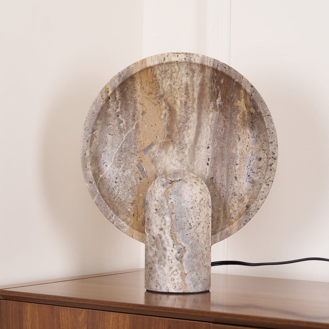Wabi-sabi Style Eclipse Stone Travertine Table Lamp M03
