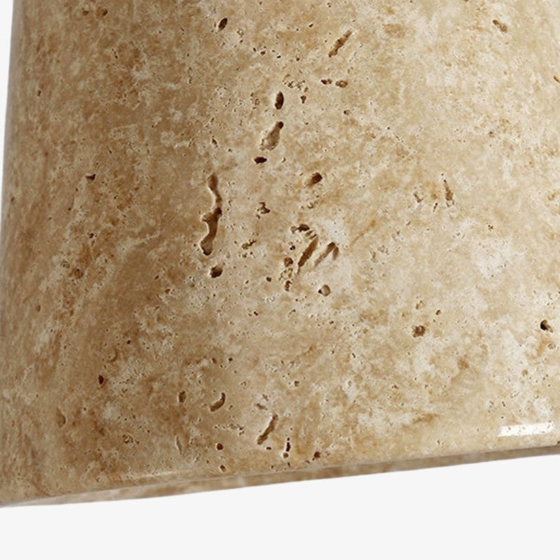 Lámpara colgante minimalista japonesa de madera y travertino WabiLum - Iluminación elegante para el dormitorio