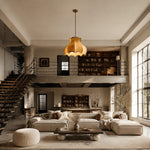 Bild in Gallery-Viewer laden, Autumn floral fabric pendant light in a spacious loft