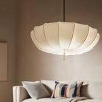 Load image into Gallery viewer, Traditional Japanese Round Iron Frame Fabric Shade 3/5 Light Chandelier For Living Room
