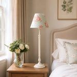 Load image into Gallery viewer, Blue floral French country table lamp beside a bed