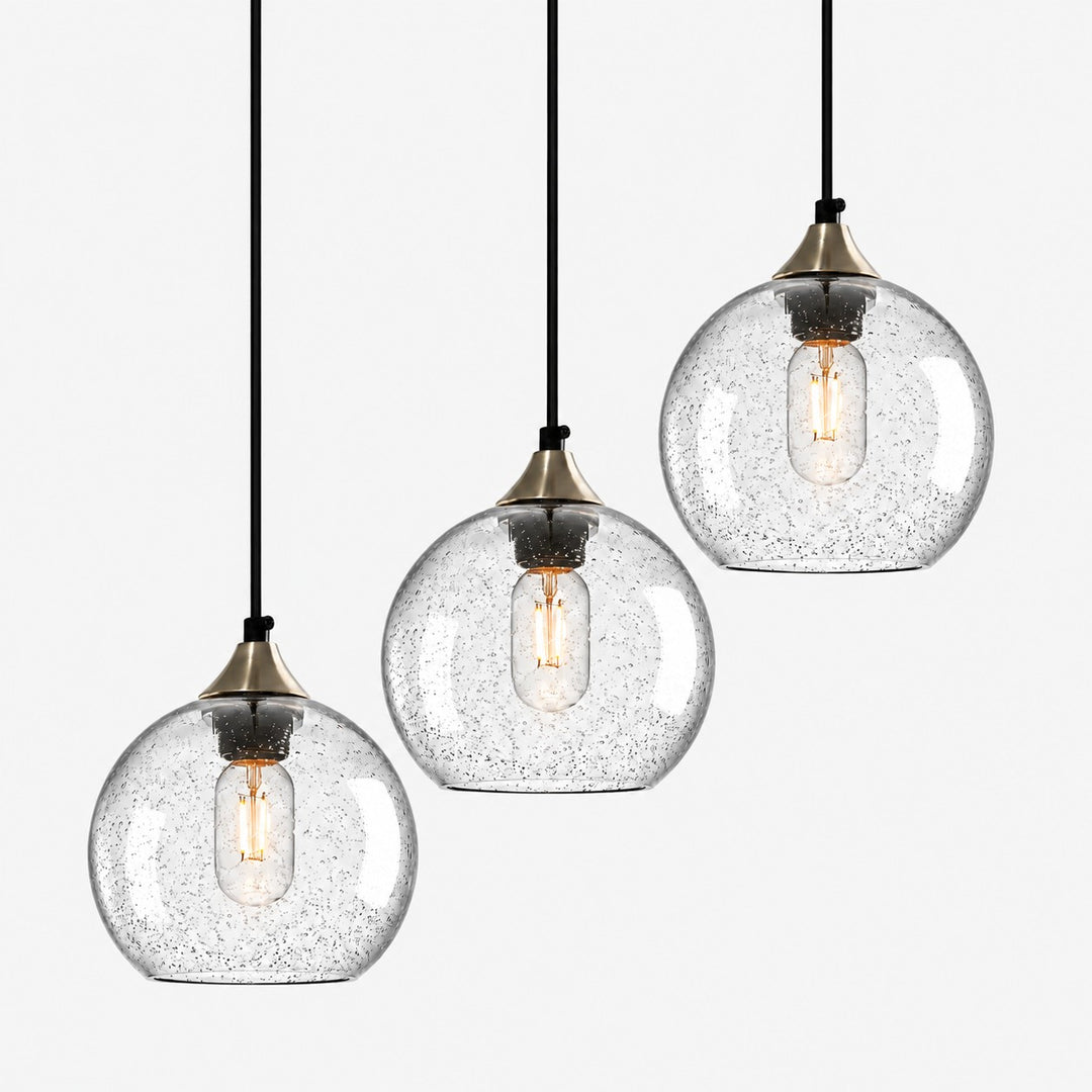 Bubble Glass Globe 3 - Light Single Pendant Light With Adjustable Cord
