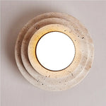 Bild in Gallery-Viewer laden, Front detail of the layered beige travertine ceiling light