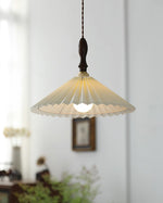 Load image into Gallery viewer, White Fabric Walnut Brass Plug-In Pendant