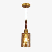 01 amber glass brass wood pendant sku