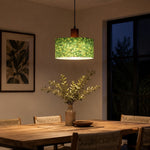 Bild in Gallery-Viewer laden, Green patterned fabric pendant light above a kitchen table