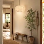 Load image into Gallery viewer, Fabric Globe Pendant Light with Wood Canopy