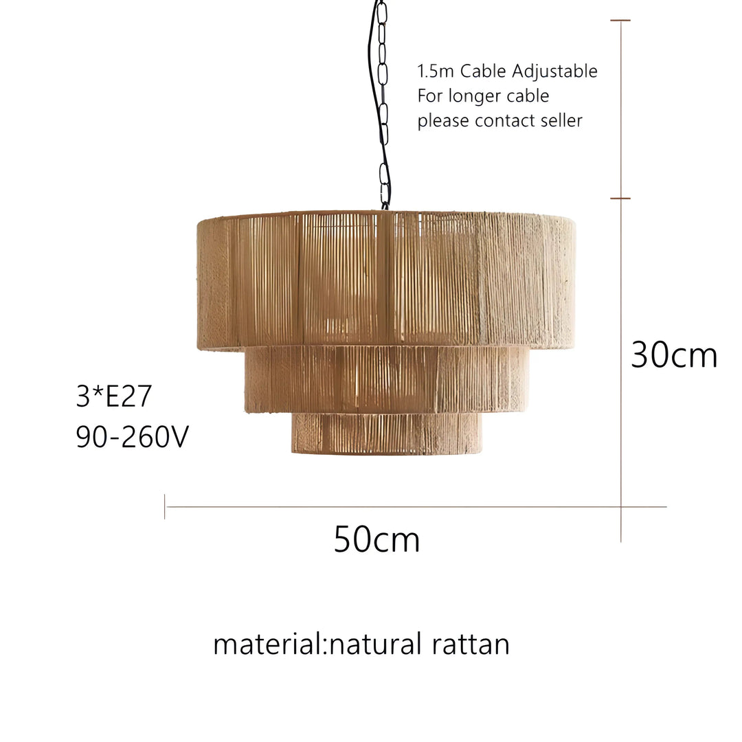 Suspension élégante en rotin tressé en cascade