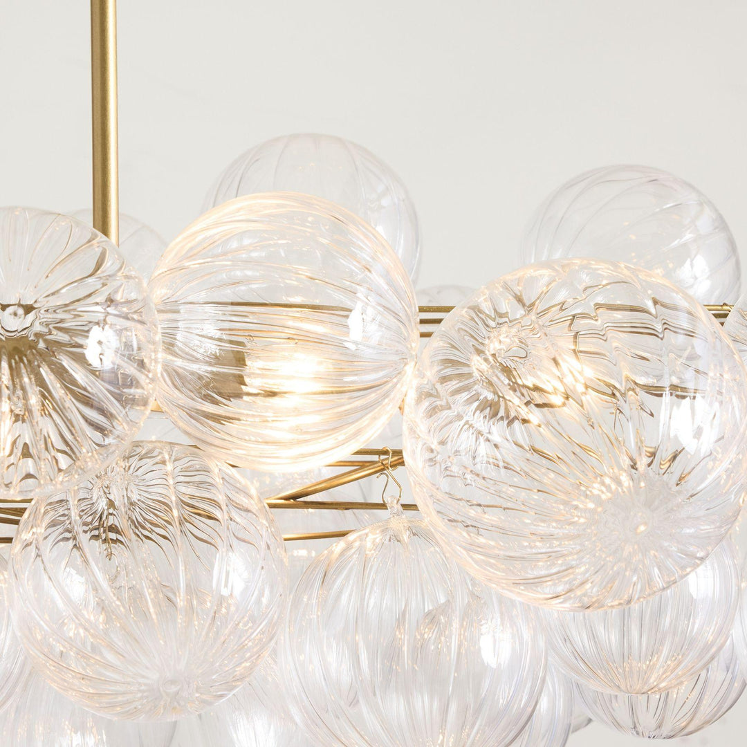 Lámpara de araña de cristal con burbujas Bravira - Iluminación vintage de latón ovalado y cristal