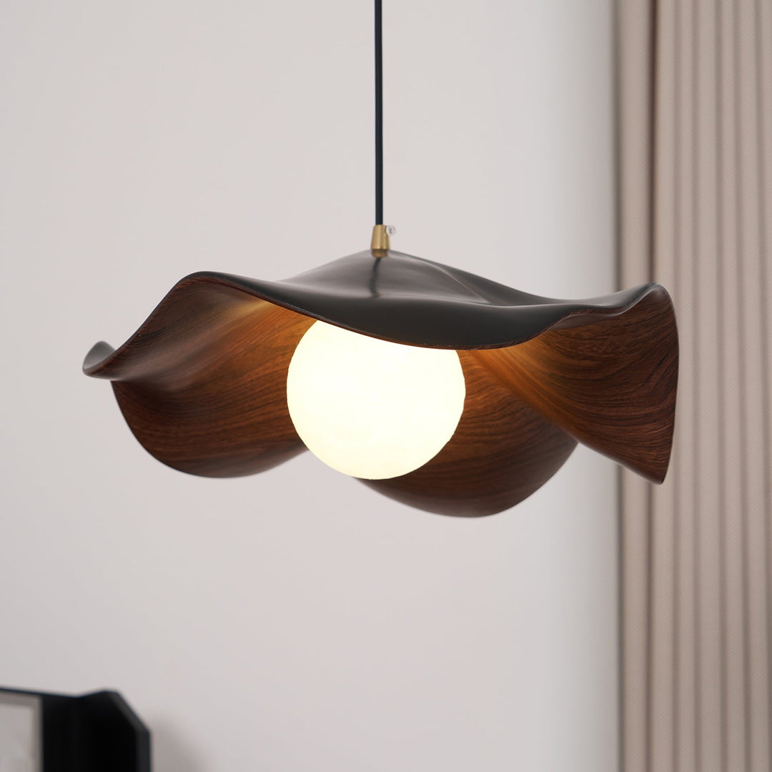 Leaf Vein Glass Plug-In Pendant Lamp