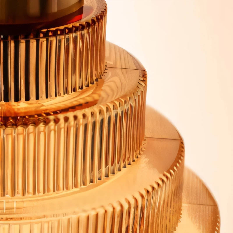 Lámpara colgante de botella de vidrio a rayas Bottis con pantalla vertical artística U19