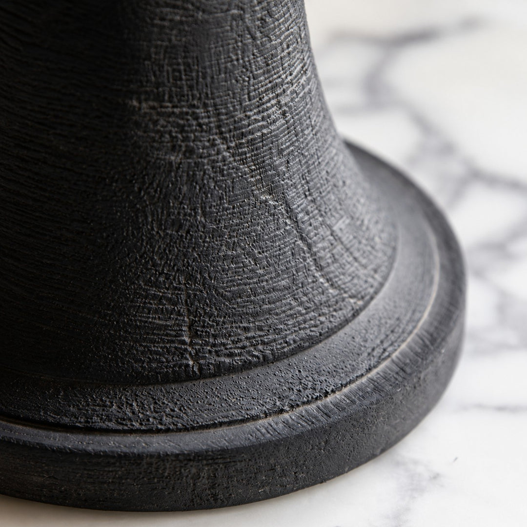 Black Pillar Candle Holder with Sculptural Pedestal Base