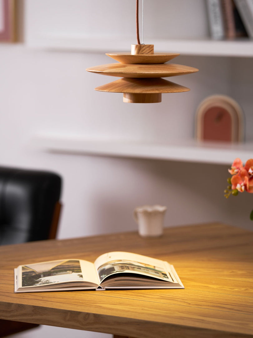Layered Wood Plug-In Swag Pendant