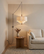 Charger l'image dans la visionneuse de galerie, Tiered Fabric Wood Plug-In Swag Pendant