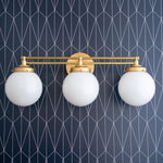 Charger l&#39;image dans la visionneuse de galerie, Glorica Glass Contemporary Vanity Light - 3 Light Globe Bathroom Fixture Opal Glass
