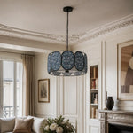 Cargar imagen en el visor de la Galería, Floral fabric drum pendant light in an elegant living room
