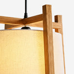 Cargar imagen en el visor de la Galería, Close-up of natural wood finish frame and fabric shade texture