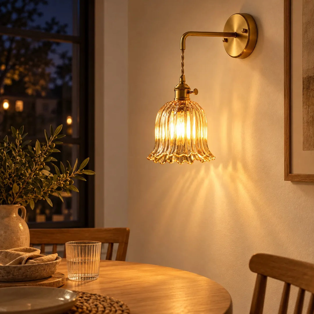 Japanese Ruffle Glass Wall Lamp