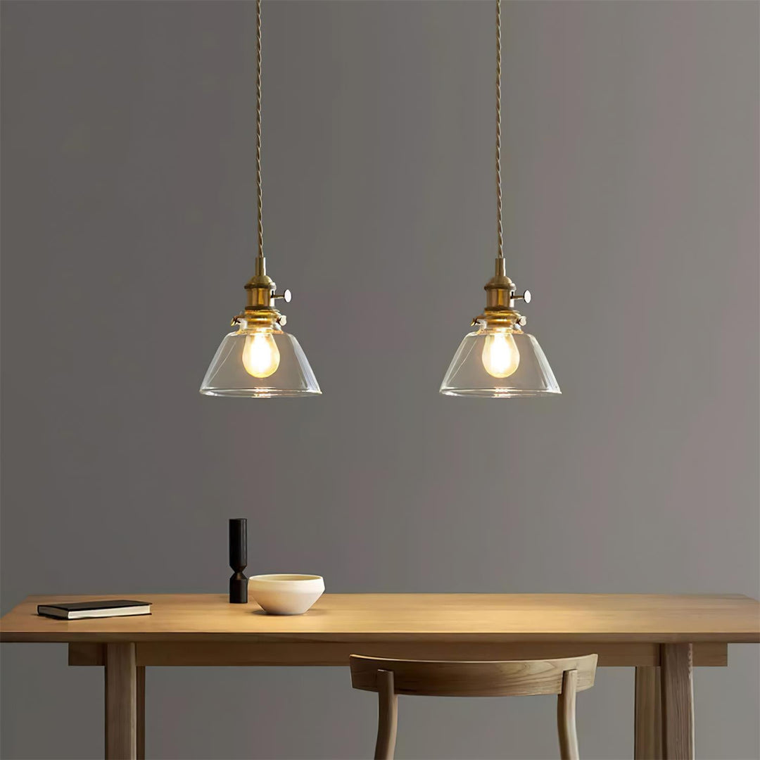 Brass Glass Hardwired Pendant Lamp