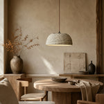 Load image into Gallery viewer, Gathered Fabric Pendant Lamp with Botanical Pattern Option