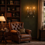 Load image into Gallery viewer, Two-light wall sconce installed beside a study wall with framed art