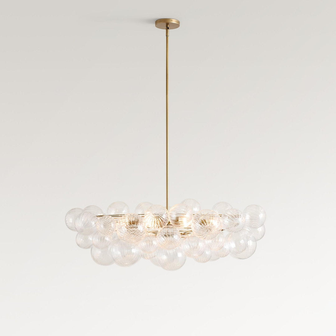 Lámpara de araña de cristal con burbujas Bravira - Iluminación vintage de latón ovalado y cristal